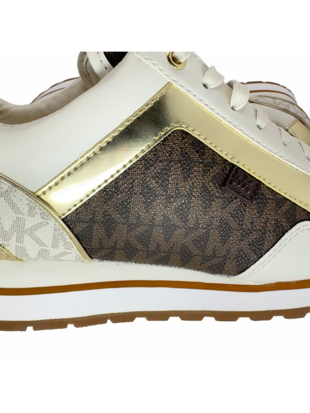 ✨Michael Kors Maddy Trainer Sneaker Vanilla Brown Gold Sz 7 Women's Shoes Casual - Picture 10 of 10